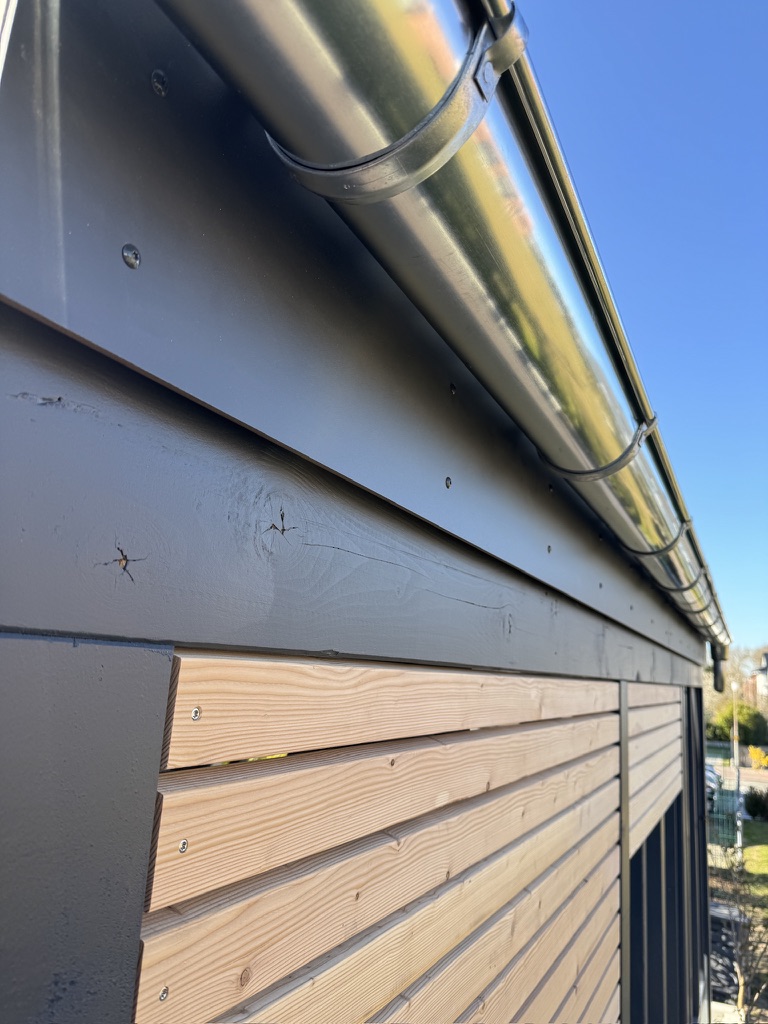 Dachrinne und Fassade